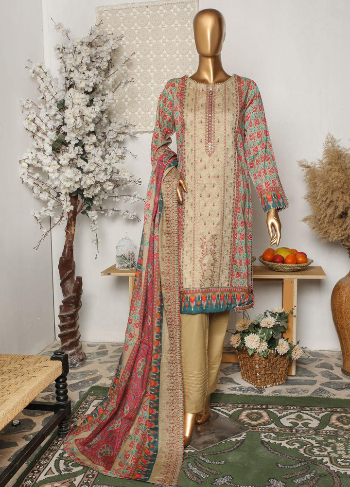 HZ Textiles Embroidered Lawn Suits Unstitched 3 Piece HZ23PCH-5 PEC-0219 - Summer Collection