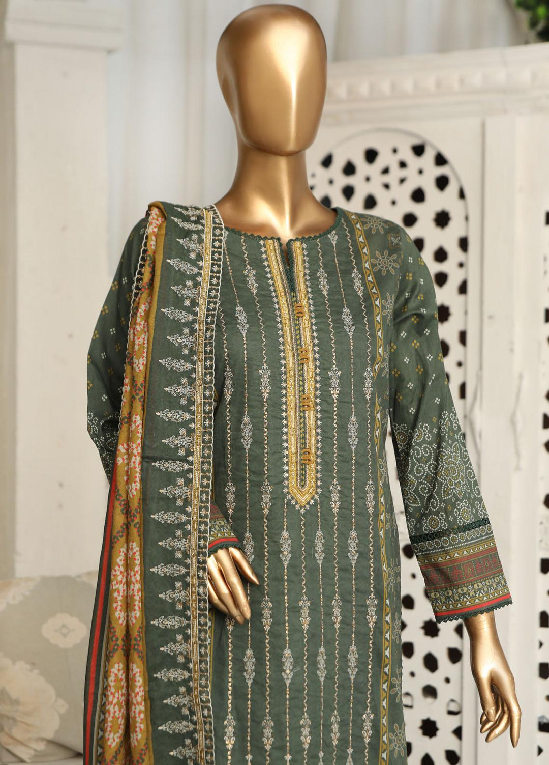 HZ Textiles Embroidered Lawn Suits Unstitched 3 Piece HZ23PCH-5 PEC-0252 - Summer Collection