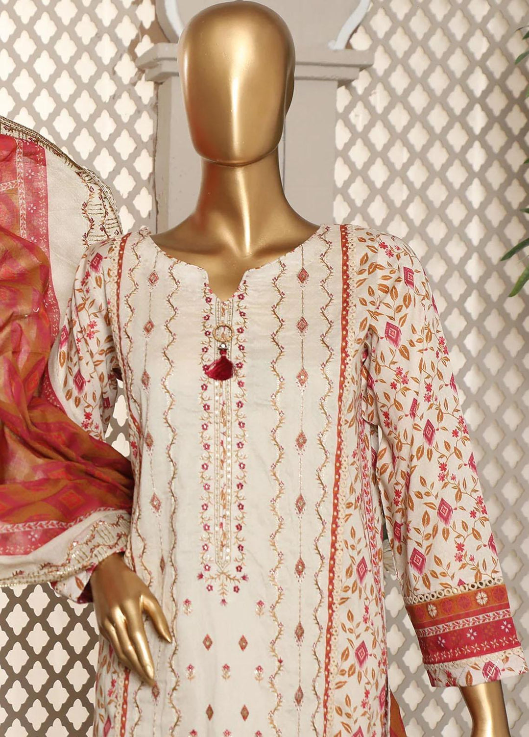 HZ Textiles Embroidered Lawn Suits Unstitched 3 Piece HZ23PCH-5 PEC-0253 - Summer Collection