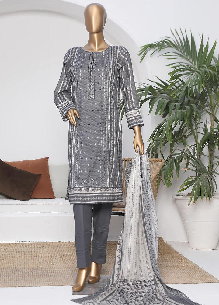 HZ Textiles Embroidered Lawn Suits Unstitched 3 Piece HZ23PD PEC-43 - Summer Collection