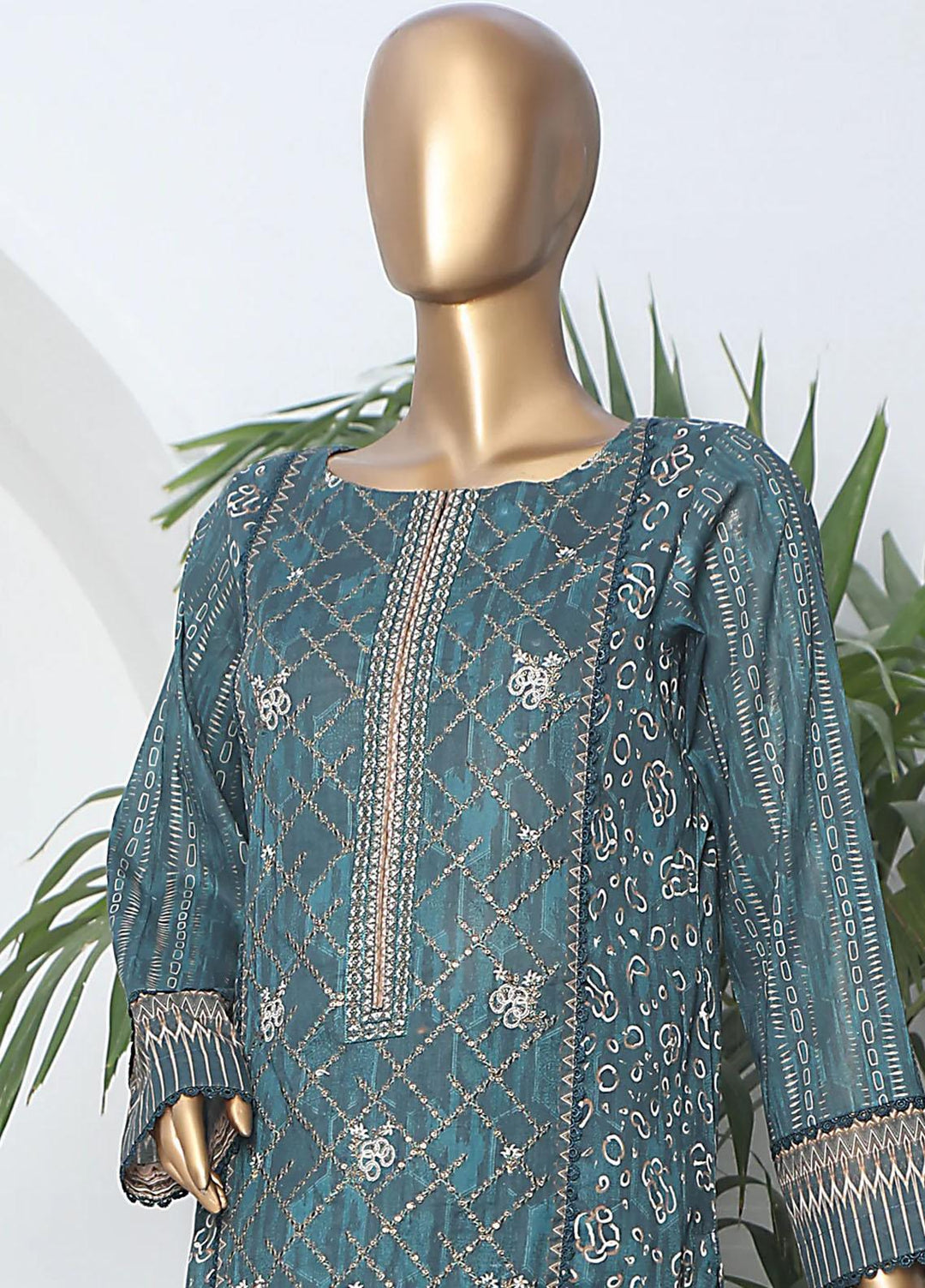 HZ Textiles Embroidered Lawn Suits Unstitched 3 Piece HZ23PD PEC-46 - Summer Collection