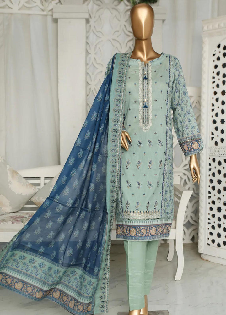 HZ Textiles Embroidered Lawn Suits Unstitched 3 Piece HZ23PD PEC-51 - Summer Collection