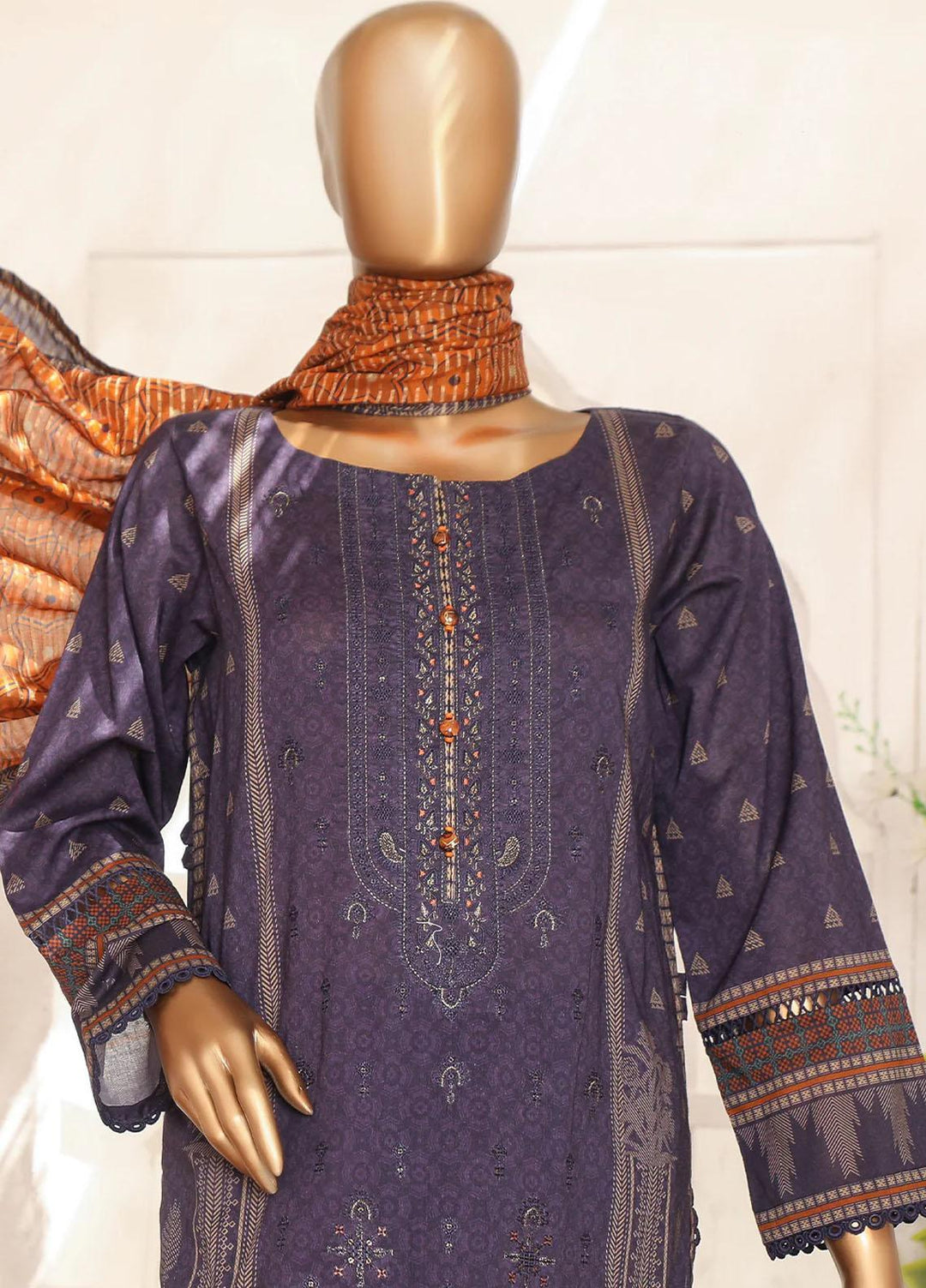 HZ Textiles Embroidered Lawn Suits Unstitched 3 Piece HZ23EK PEC-2376 - Summer Collection