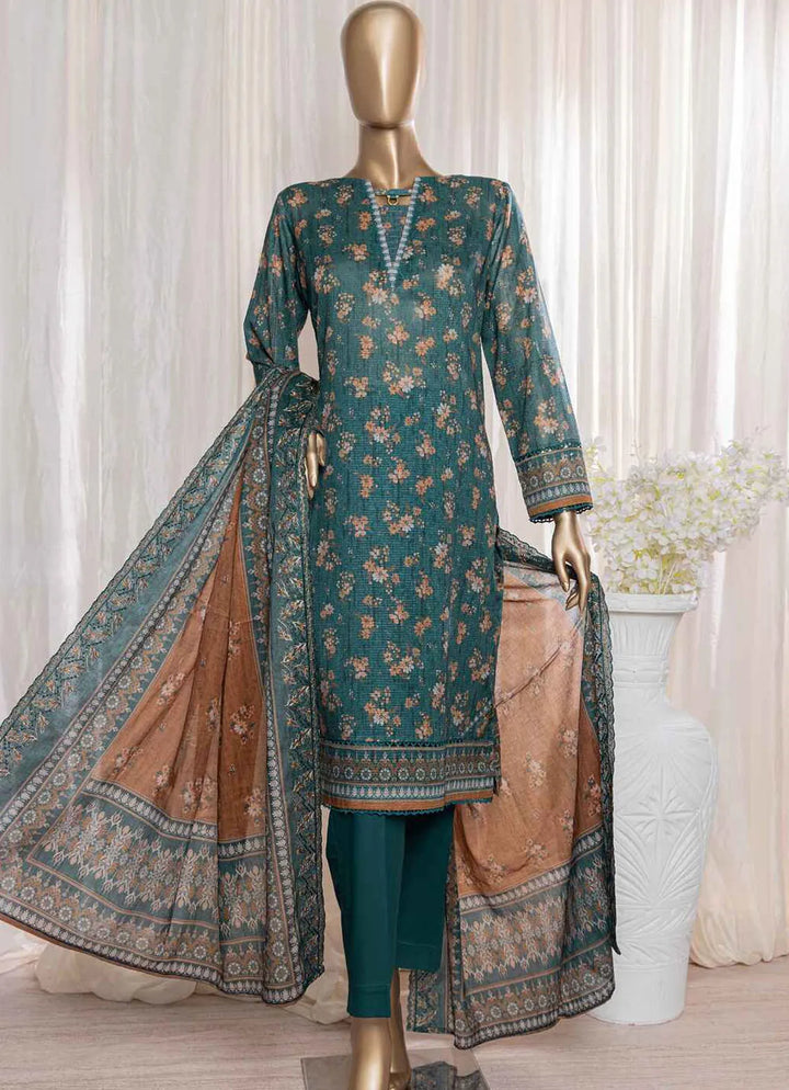 HZ Textiles Pret Embroidered Lawn 3 Piece Suit REC-128
