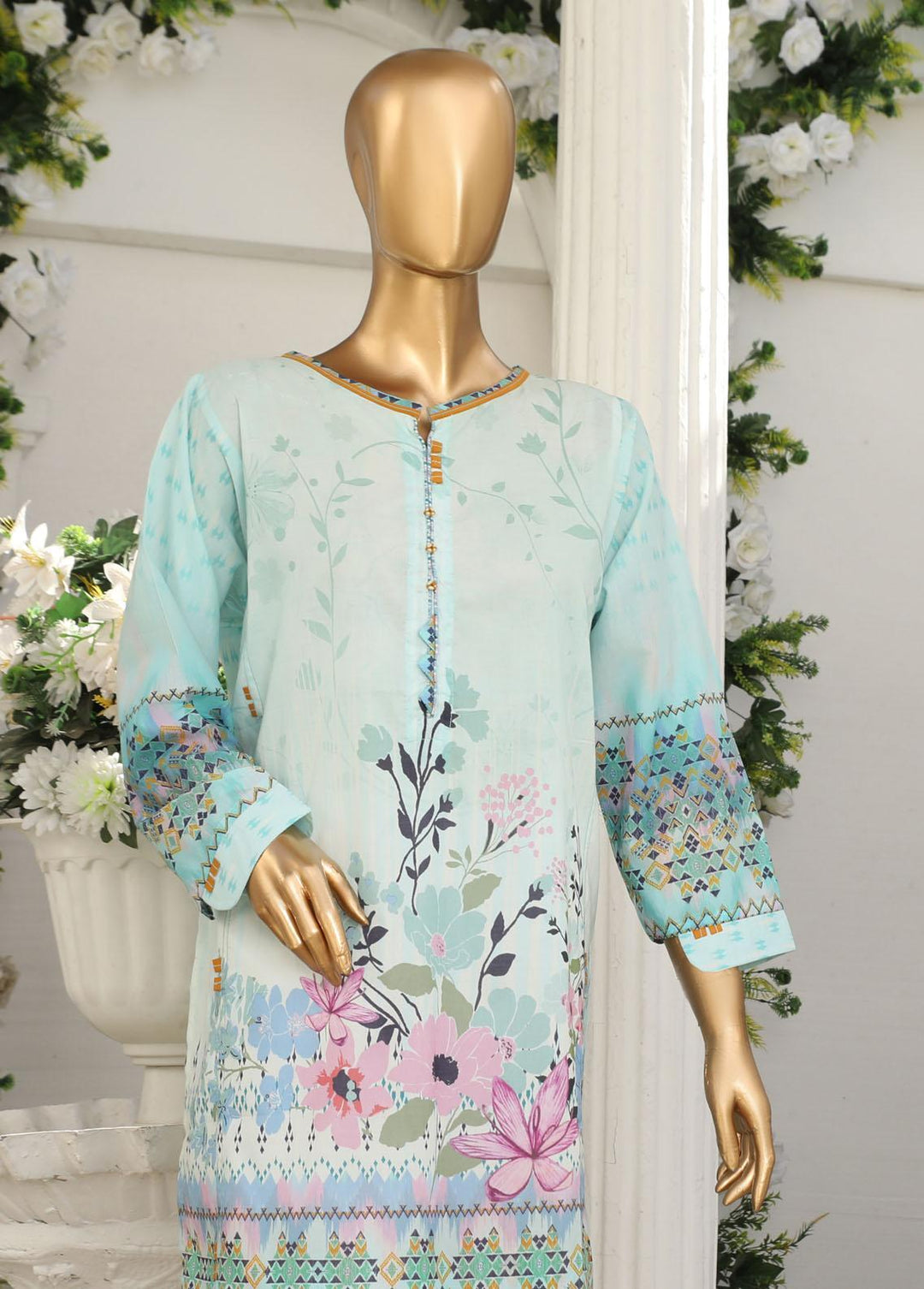 HZ Textiles Pret Printed Lawn Kurti HZ23OT D-17