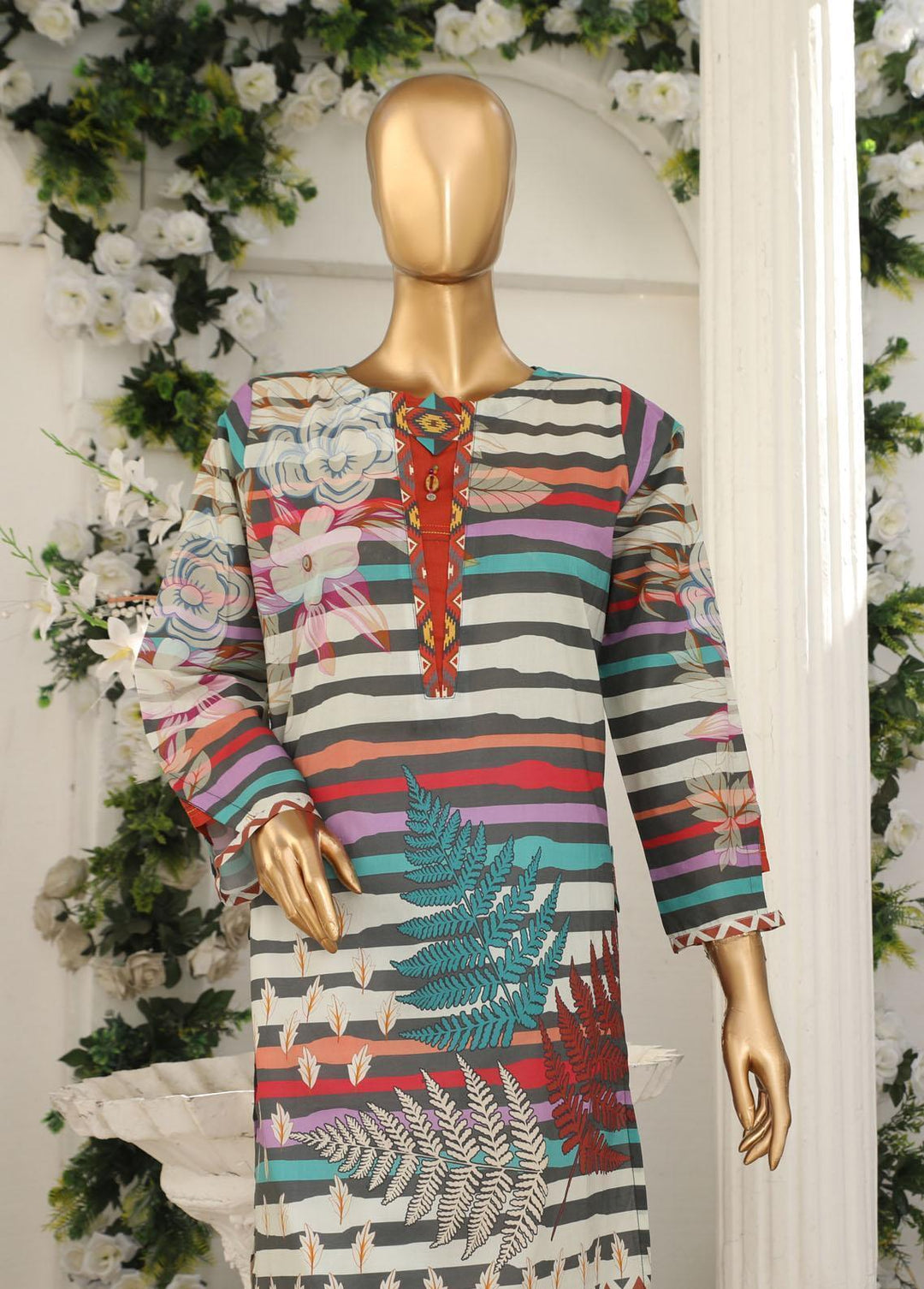 HZ Textiles Pret Printed Lawn Kurti HZ23OT D-21