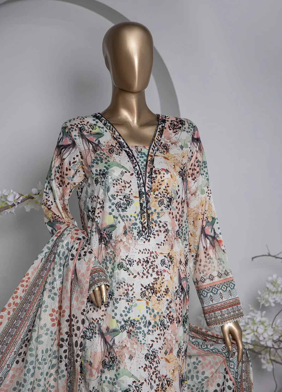 HZ Textiles Pret Printed Lawn 3 Piece Suit PDE-802