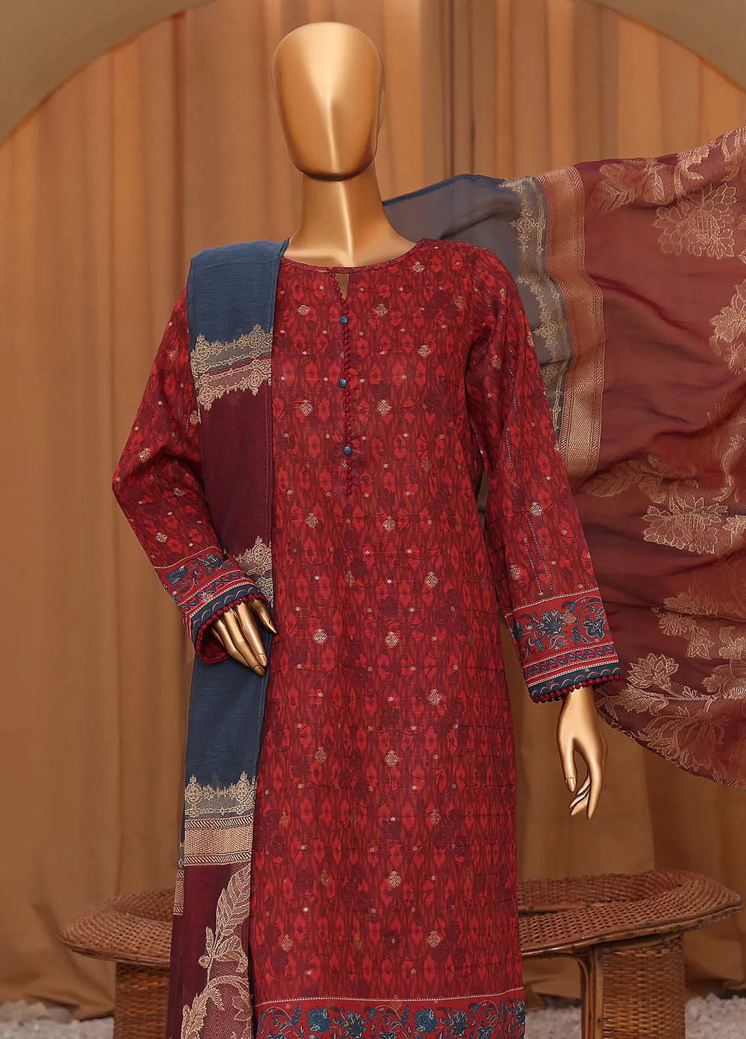 Hz Textiles Printed Cotton Suits Unstitched 3 Piece HZ24TJ TJS-1144 - Fall Collection