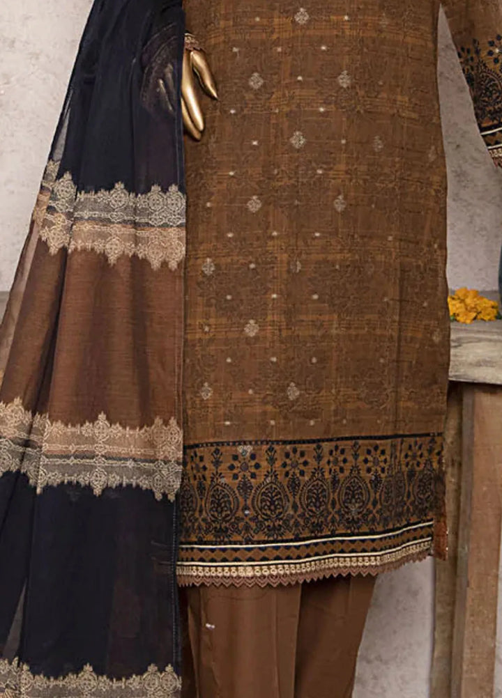 HZ Textiles Printed Jacquard Suits Unstitched 3 Piece HZ25TJ TJS-1204 - Winter Collection