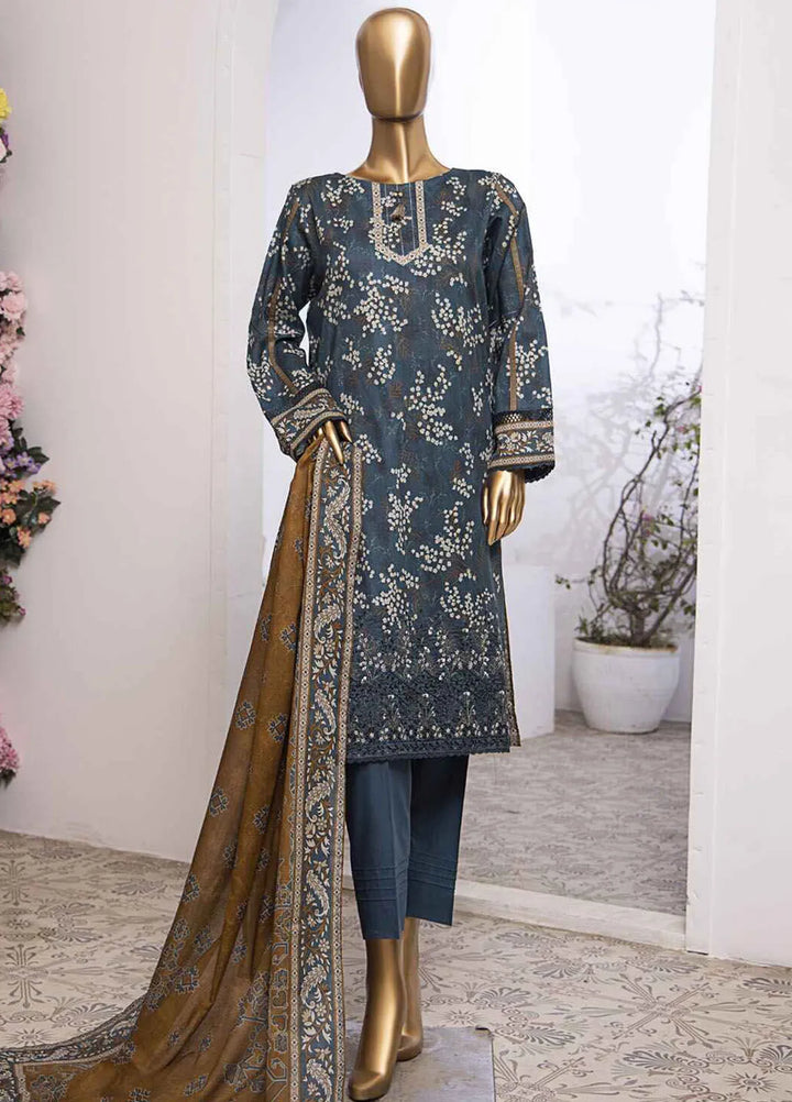 HZ Textiles Printed Lawn Suits Unstitched 3 Piece HZ25MM MEK-241 - Summer Collection