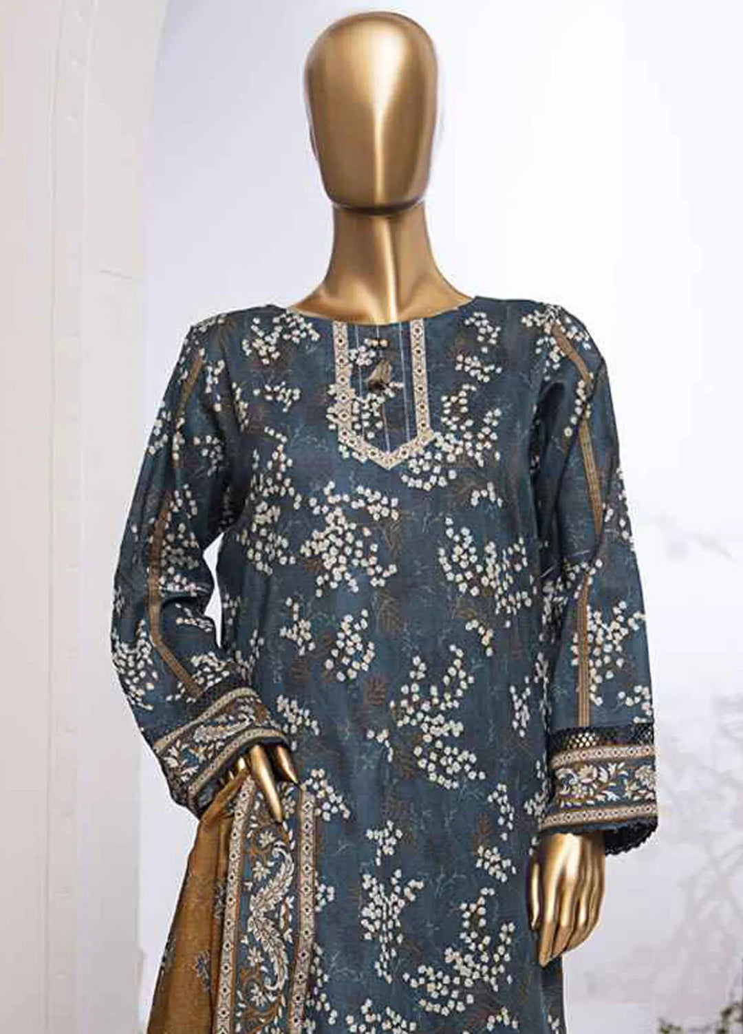 HZ Textiles Printed Lawn Suits Unstitched 3 Piece HZ25MM MEK-241 - Summer Collection