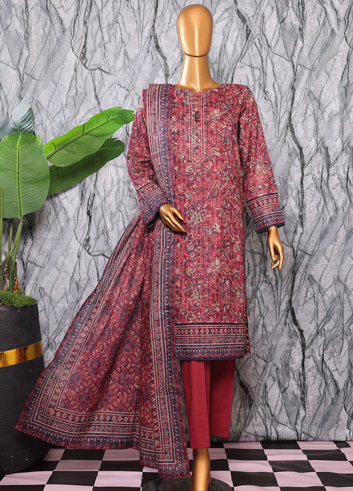 Hz Textiles Printed Lawn Suits Unstitched 3 Piece PPC-607 - Summer Collection