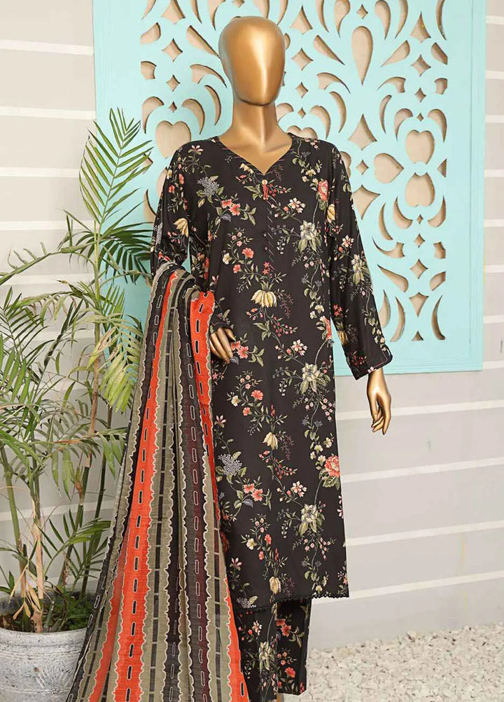 Hz Textiles Printed Linen Suits Unstitched 3 Piece HZ24LW LWP-1129 - Winter Collection