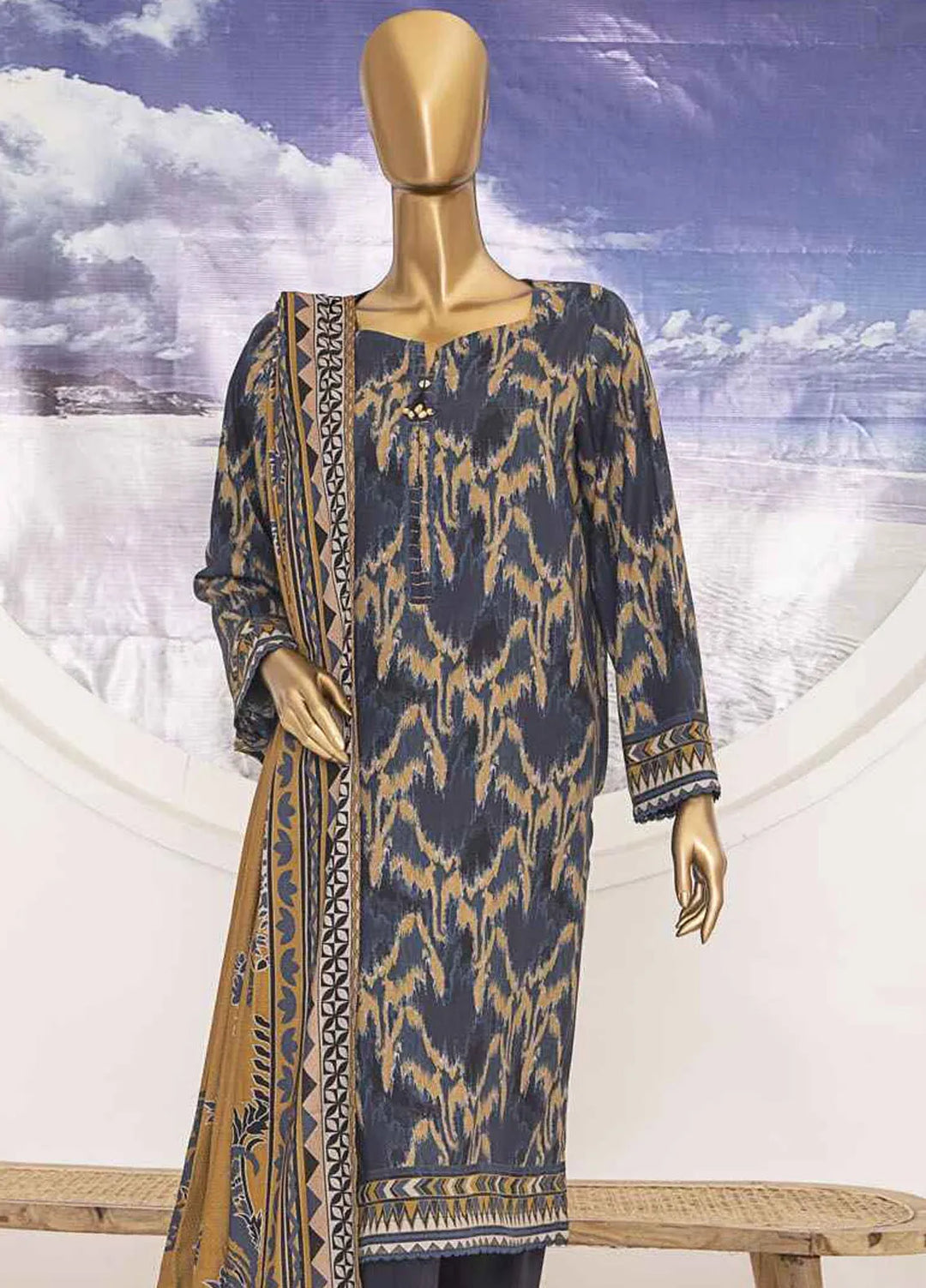HZ Textiles Printed Linen Suits Unstitched 3 Piece HZ24SC LWS-1153 - Winter Collection