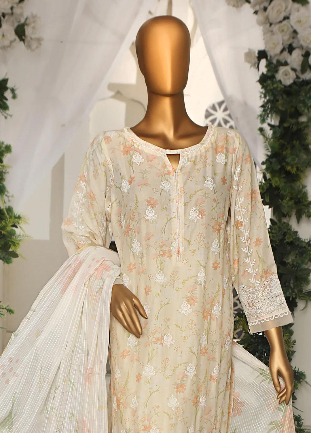 HZ Textiles Embroidered Chikankari Lawn Suits Unstitched 3 Piece HZ23OPK OPC 18414 - Summer Collection