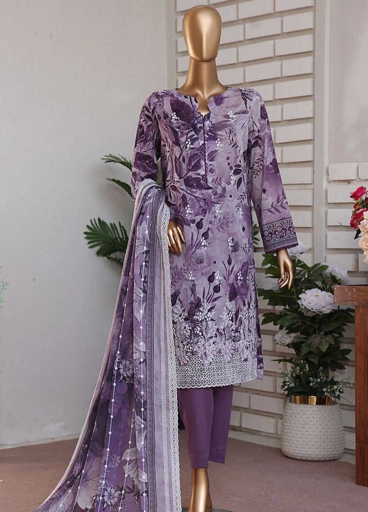 HZ Textiles Embroidered Lawn Suits Unstitched 3 Piece HZ25LE PLK-1030 - Summer Collection