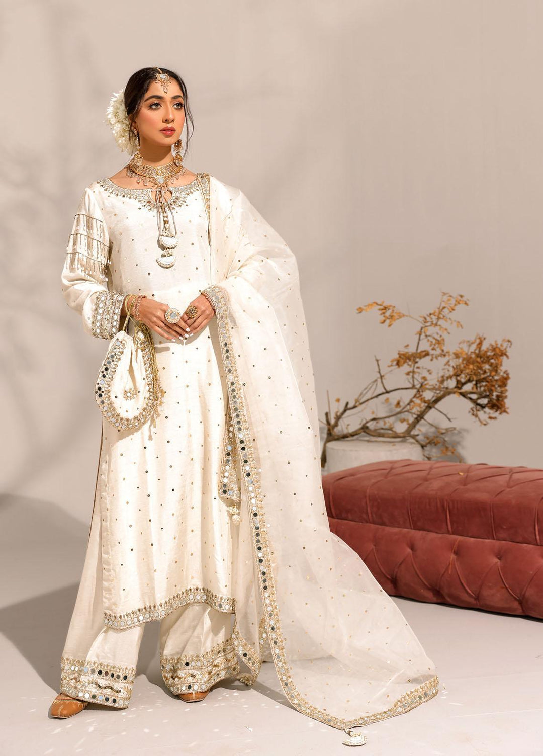 Ibraysha Luxury Pret  Raw Silk 3 Piece Dress IBR23MNF Ujala