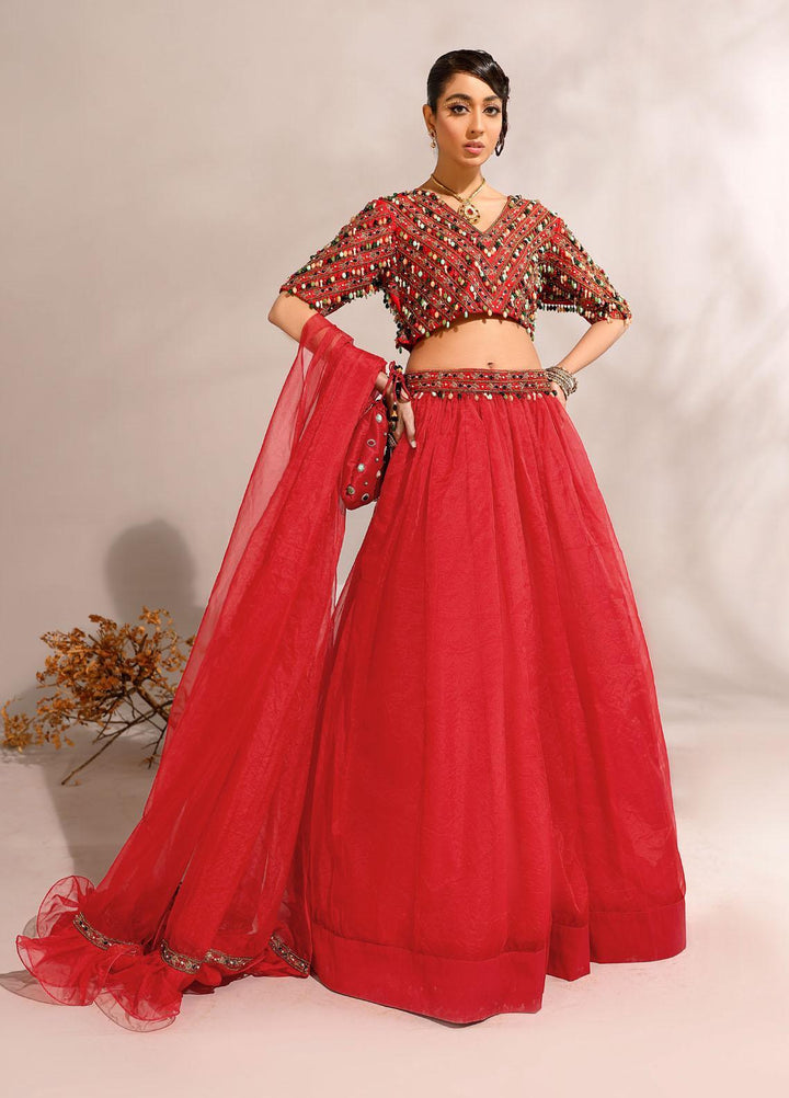 Ibraysha Luxury Pret  Organza 3 Piece Dress IBR23MNF Ruby