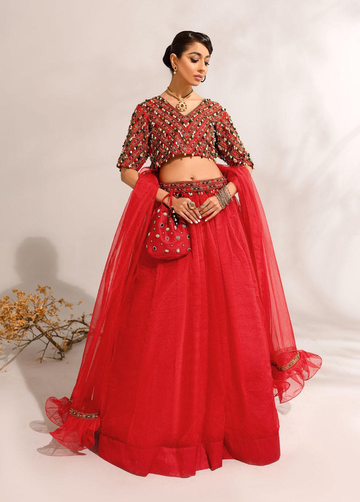 Ibraysha Luxury Pret  Organza 3 Piece Dress IBR23MNF Ruby