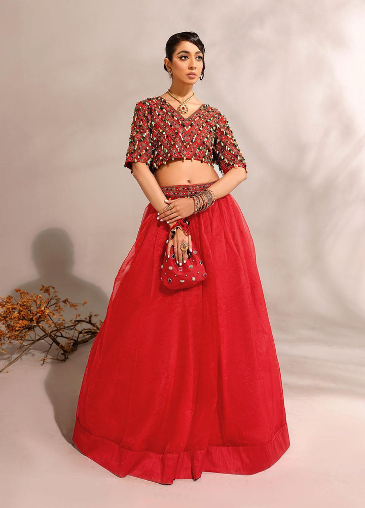 Ibraysha Luxury Pret  Organza 3 Piece Dress IBR23MNF Ruby