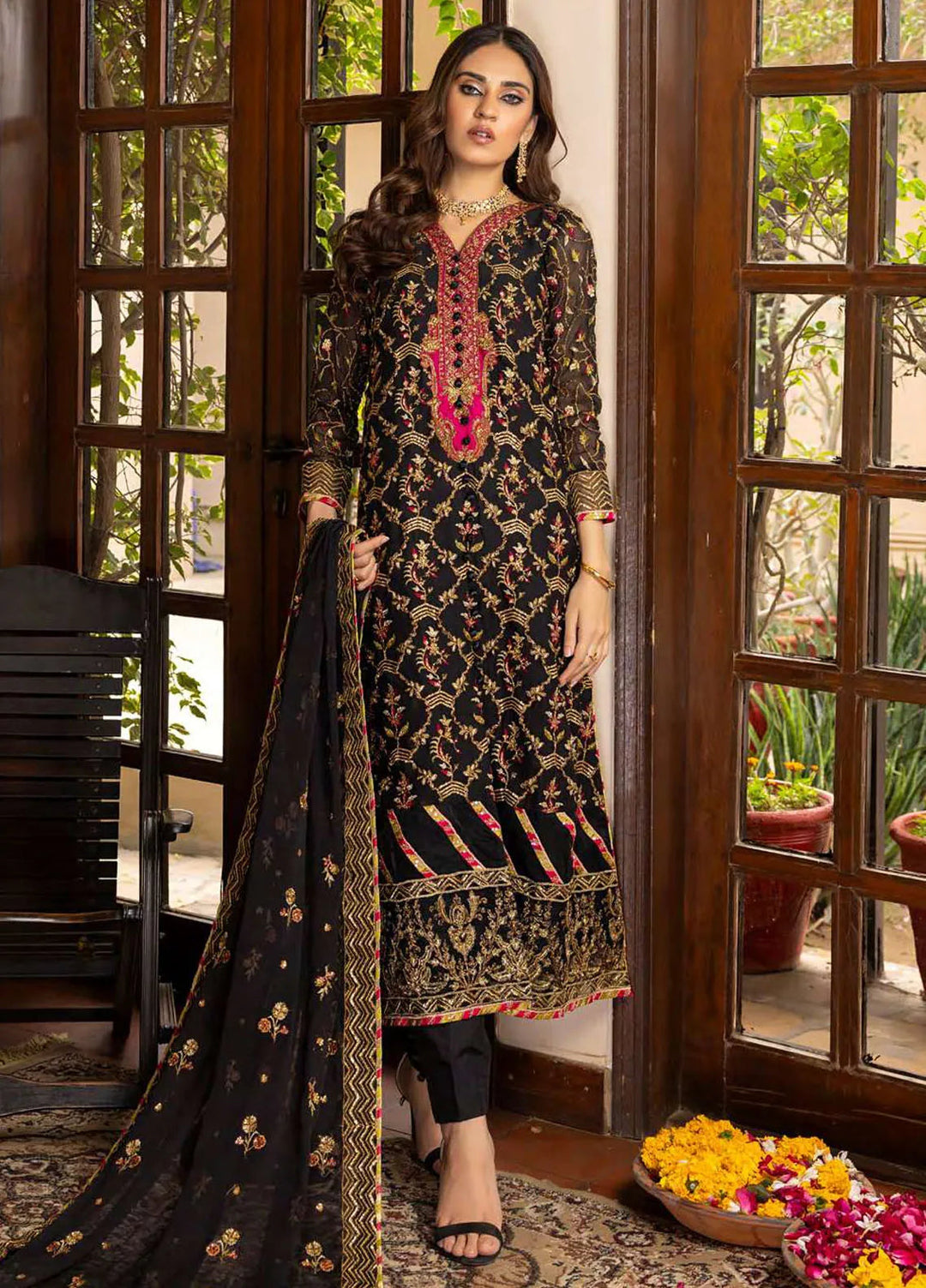 Ibtida By Kanwal Zainab Embroidered Chiffon Suits Unstitched 3 Piece KZ24I KZ-24001 Jahan Ara - Formal Collection