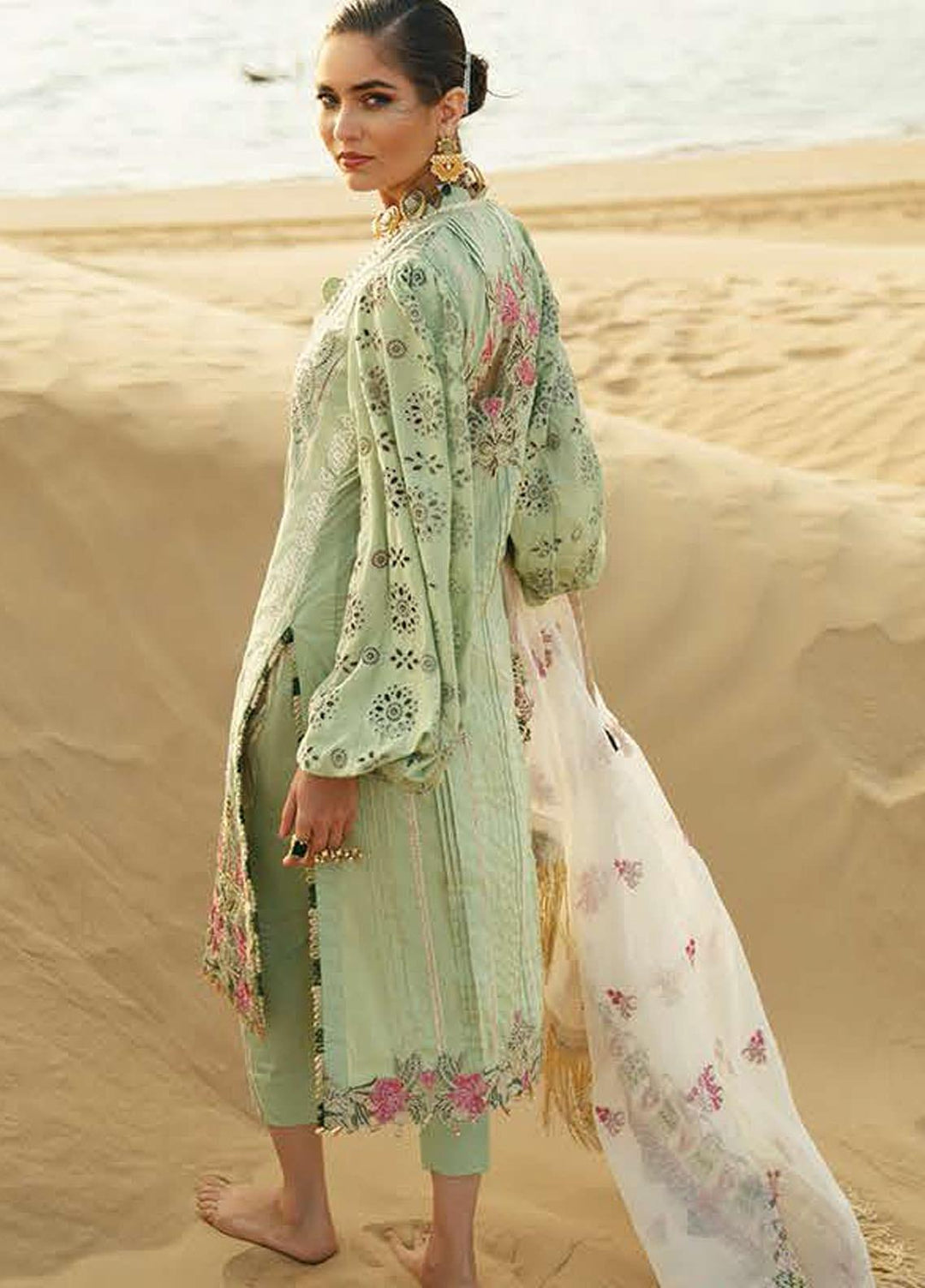 ILAHA Embroidered Lawn Suits Unstitched 3 Piece ILH21L IL006-Zamrut - Luxury Collection
