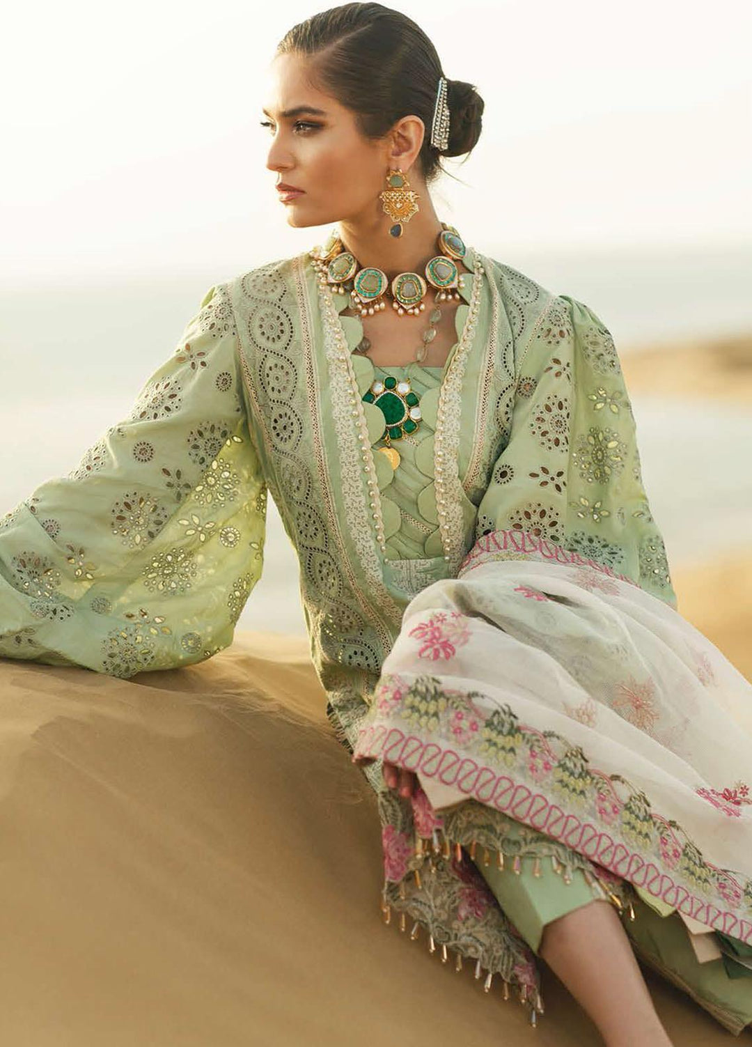 ILAHA Embroidered Lawn Suits Unstitched 3 Piece ILH21L IL006-Zamrut - Luxury Collection