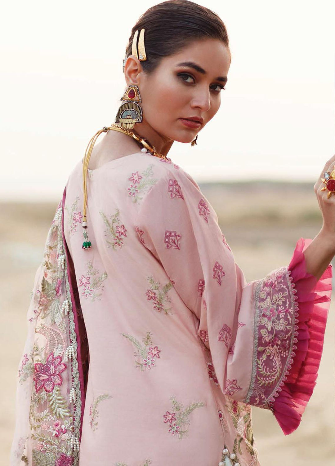 ILAHA Embroidered Lawn Suits Unstitched 3 Piece ILH21L IL007-Tozpembe - Luxury Collection