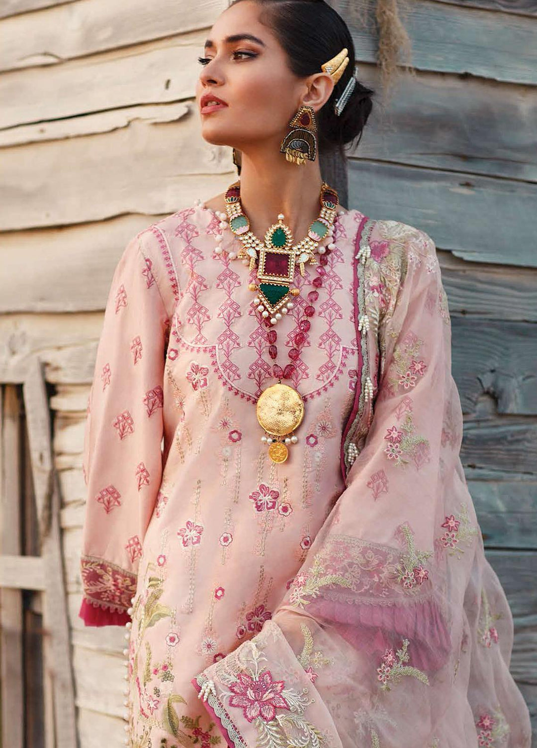 ILAHA Embroidered Lawn Suits Unstitched 3 Piece ILH21L IL007-Tozpembe - Luxury Collection