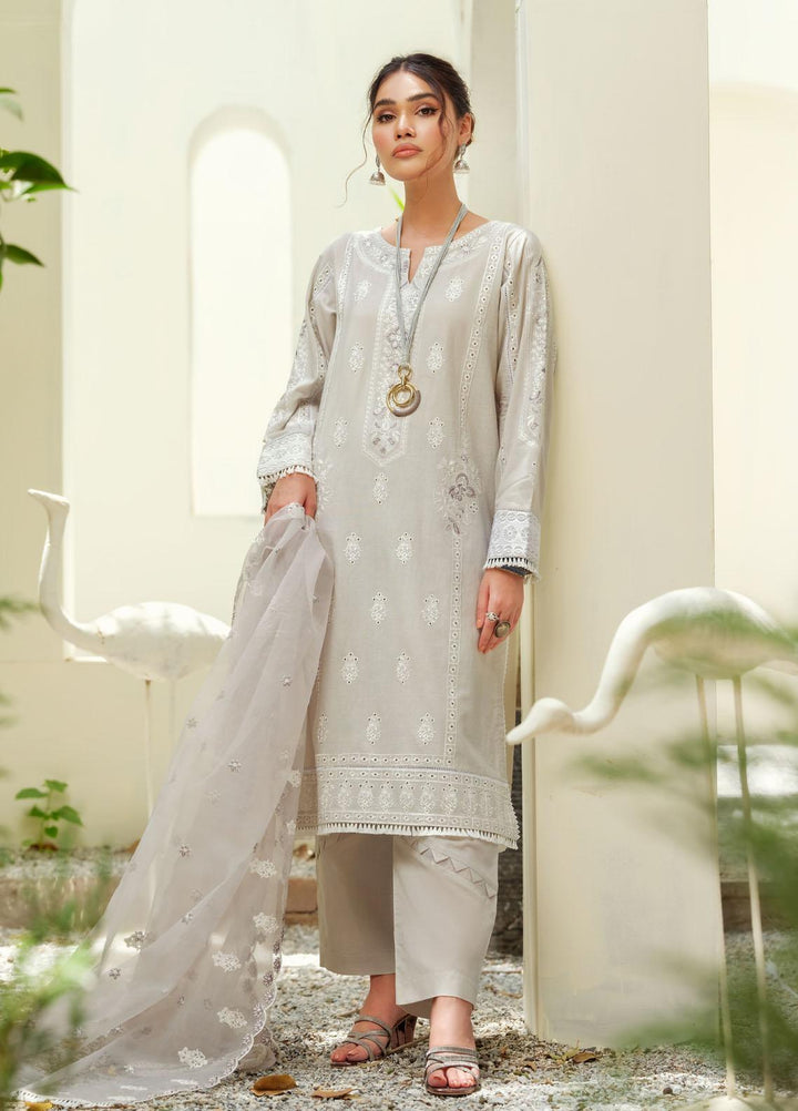 ILAHA Ready to Wear  Lawn 3 Piece Dress Grey D-01