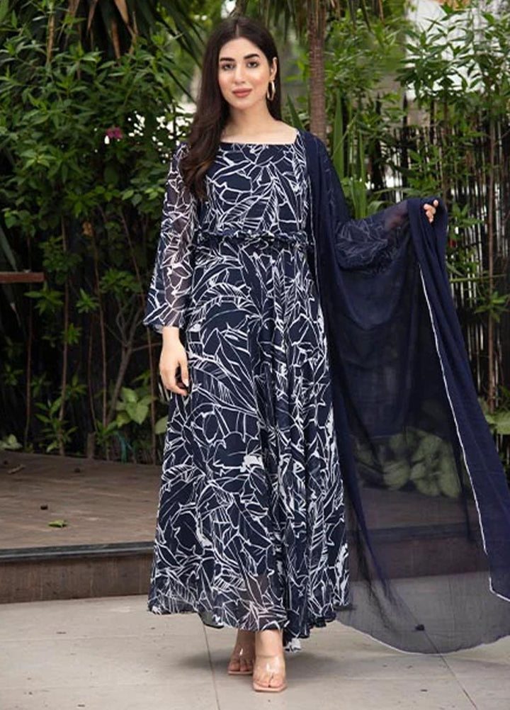 Nazmina Pret Casual Chiffon 2 Piece Suit FRT-34 Ombre leaflets