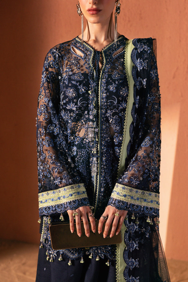 Elirah by Qalamkar Unstitched Embroidered Net 3 Piece Suit QLK26UE Sloane QMF-06 - Wedding Collection