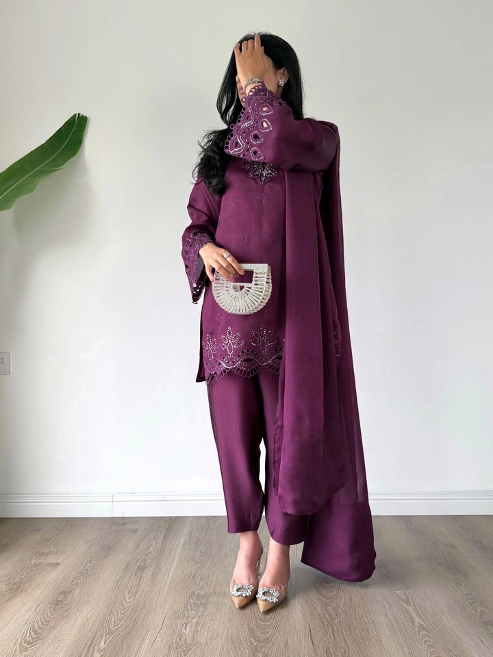 Scherezade Women RTW Embroidered 3 Piece Suit CADBERRY - SCHEREZADE - Festive Collection