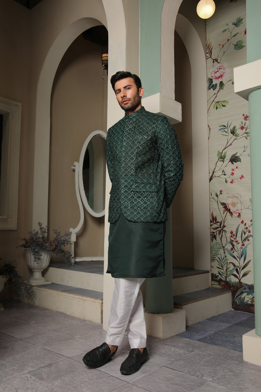 Muraqsh Ready To Wear Solids Silk Men Raw Silk Kurta Trouser AA-RSKT-BW - Winter Collection