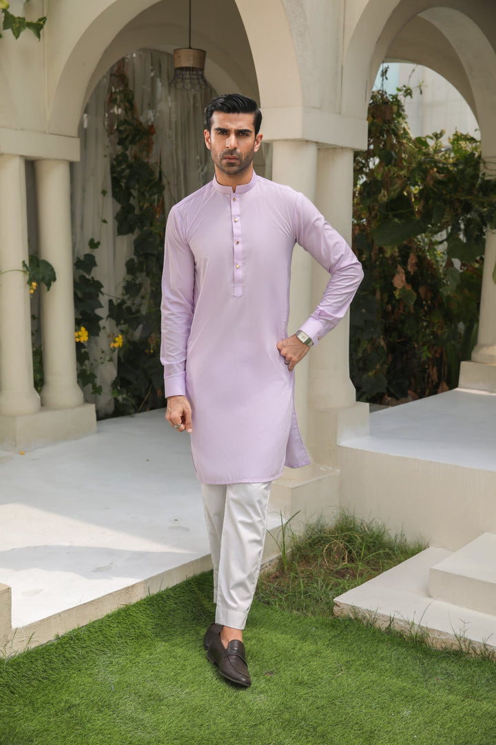 Muraqsh Ready To Wear Solids Cotton Men Lilac Kurta Trouser MURKTWW-PLAIN - Summer Collection