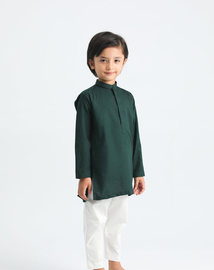 Muraqsh Ready To Wear Solids  Boys Pine Cotton Kurta Trouser MUR-PSCKT - Summer Collection