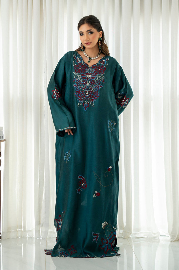 Liyaana From Nizka By Nida Rehan RTW Embroidered Silk Blend 2 Piece Suit Midnight Garden - Festive Collection