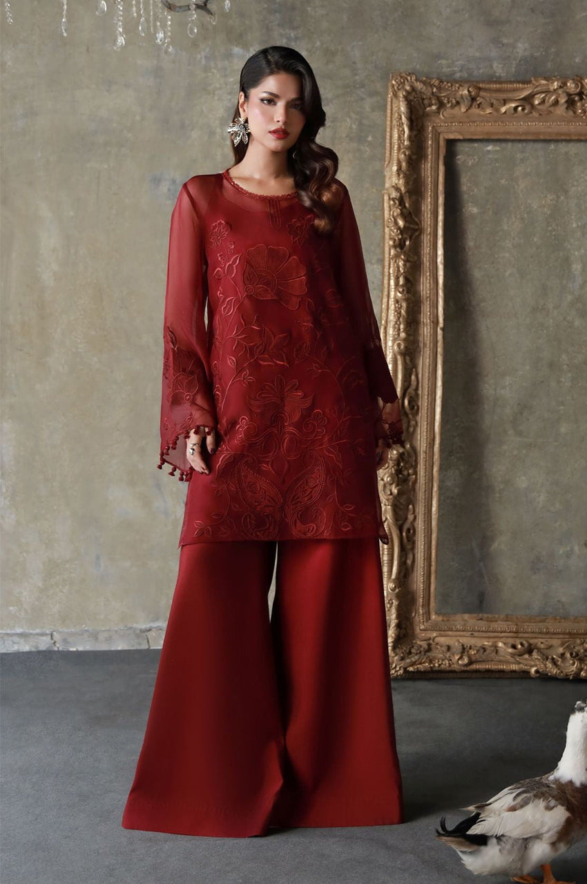 Liyaana From Nizka By Nida Rehan RTW Embroidered Organza 2 Piece Suit Sienna - Festive Collection
