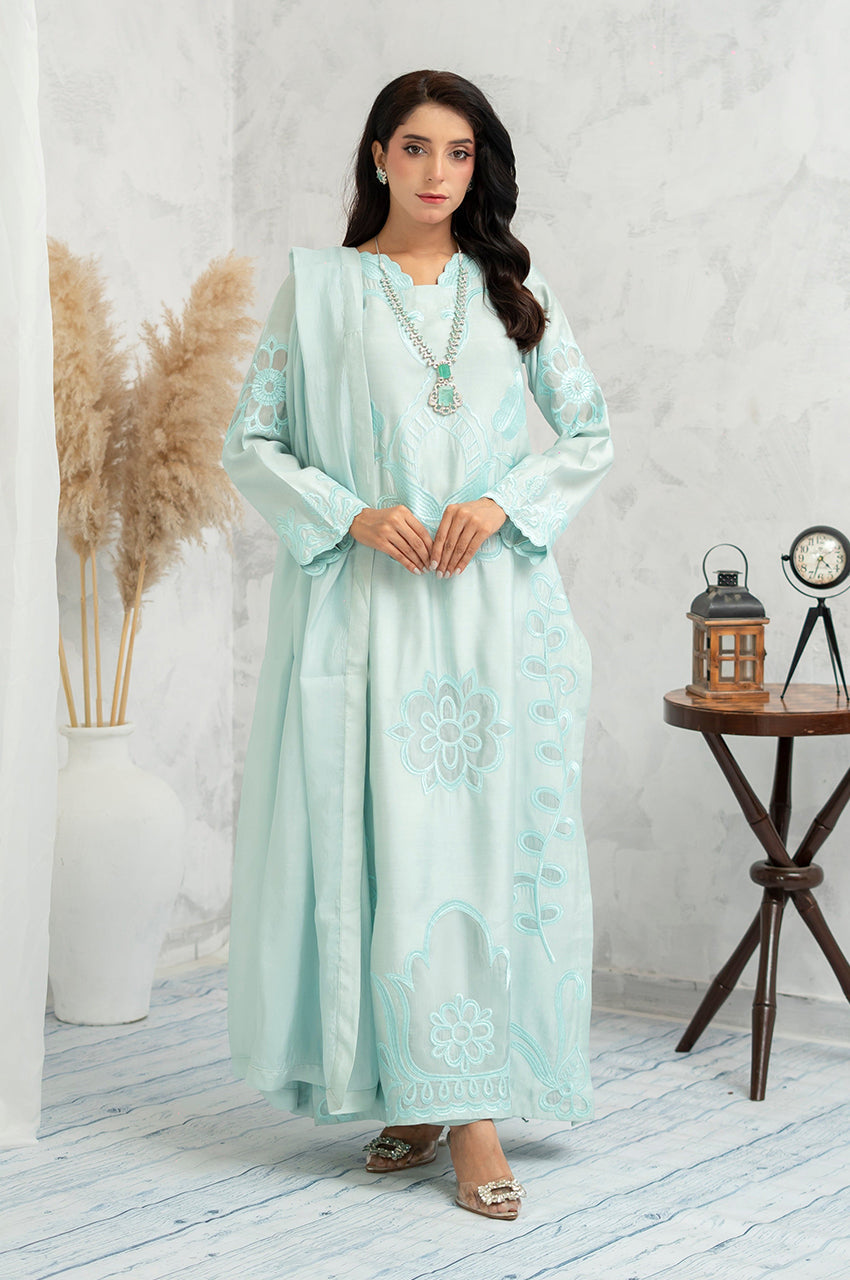 Liyaana From Nizka By Nida Rehan RTW Embroidered Silk and Organza 3 Piece Suit Nurya - Festive Collection