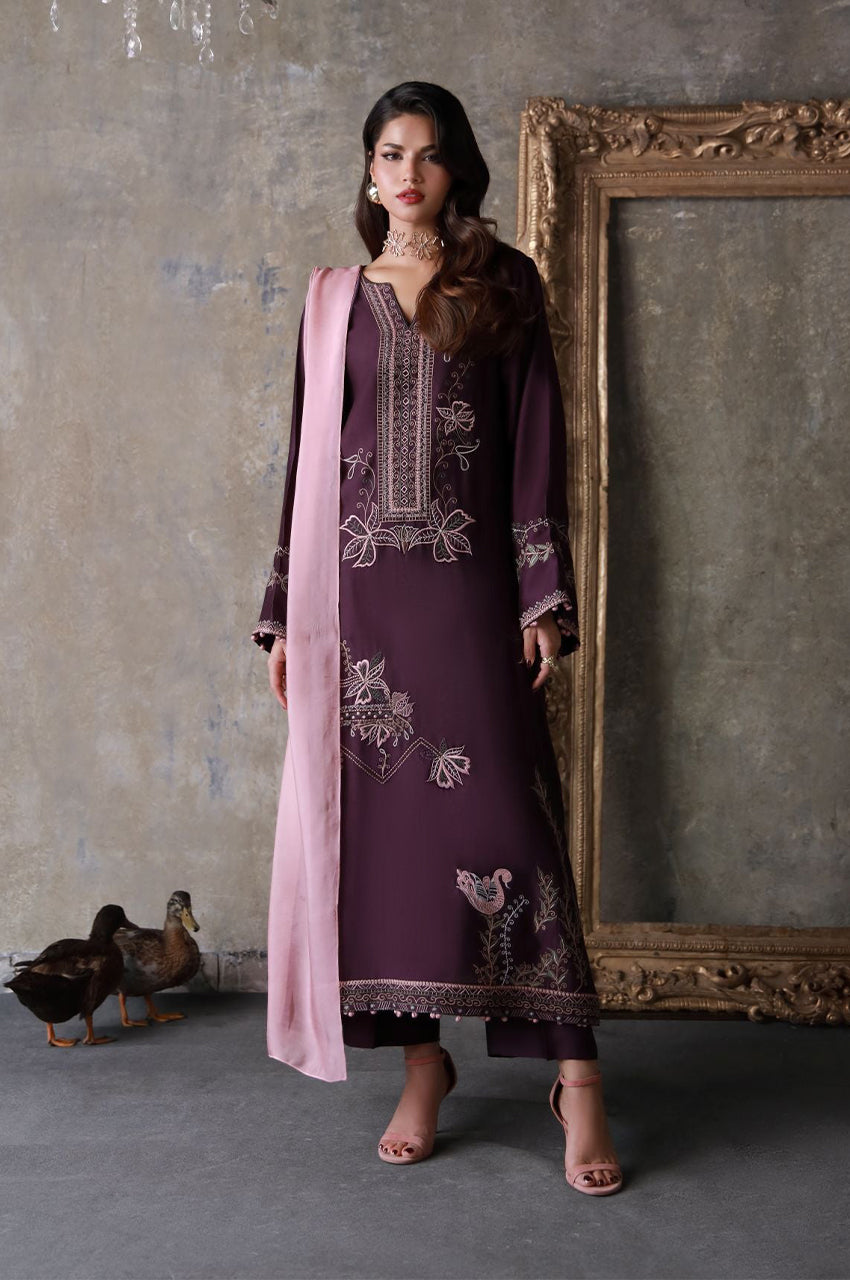 Liyaana From Nizka By Nida Rehan RTW Embroidered Butter Silk 2 Piece Suit Velora - Festive Collection