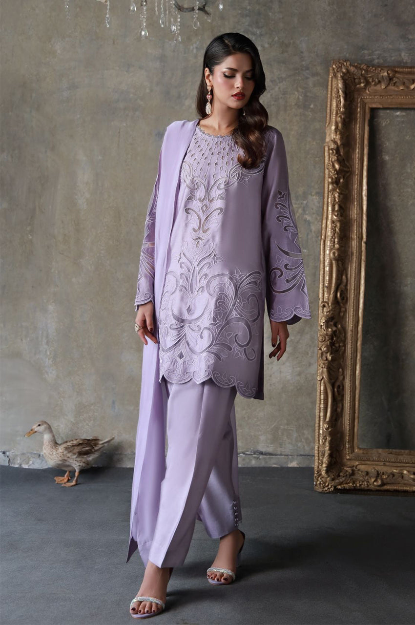 Liyaana From Nizka By Nida Rehan RTW Embroidered Butter Silk 2 Piece Suit Celestine - Festive Collection