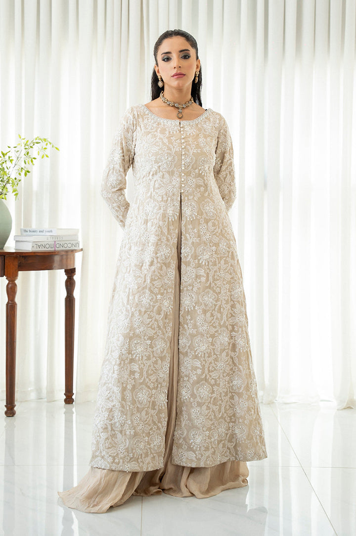Liyaana From Nizka By Nida Rehan RTW Embroidered Pure Heavy Silk 3 Piece Suit Moonlit Ivory - Festive Collection