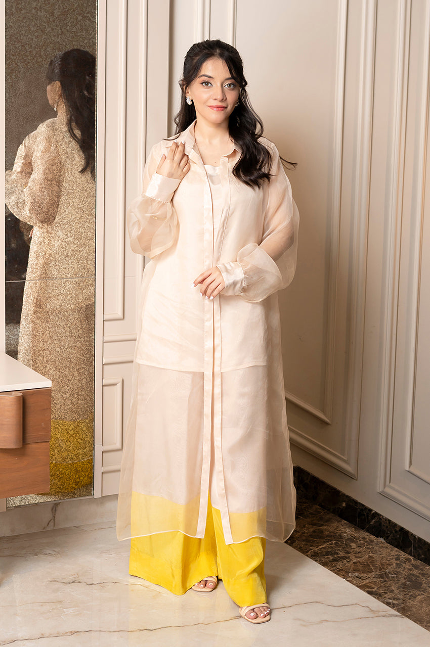 Liyaana From Nizka By Nida Rehan RTW Solids Premium Georgette 3 Piece Suit Luminous Layers - Casual Collection