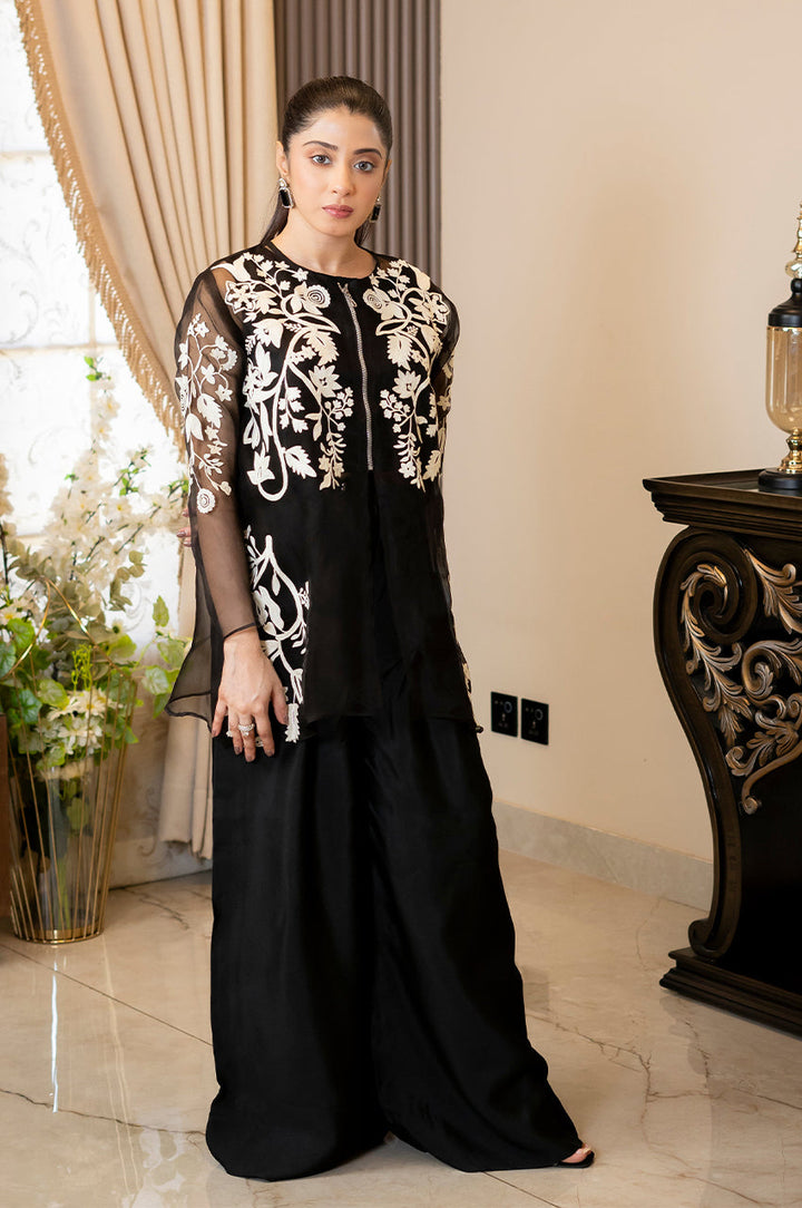 Liyaana From Nizka By Nida Rehan RTW Embroidered Organza 3 Piece Suit Monochrome elegance - Festive Collection