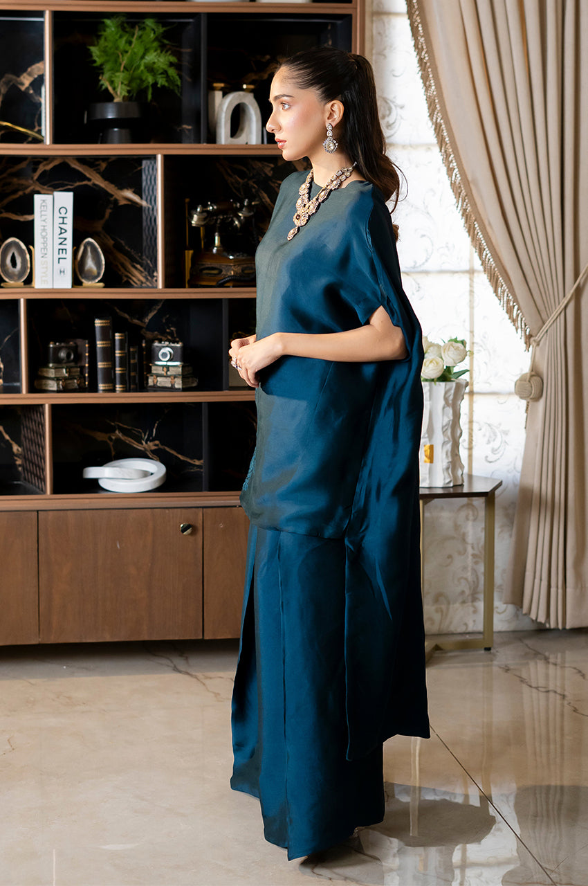 Liyaana From Nizka By Nida Rehan RTW Solids Silk 2 Piece Suit Tael Mjesty - Festive Collection
