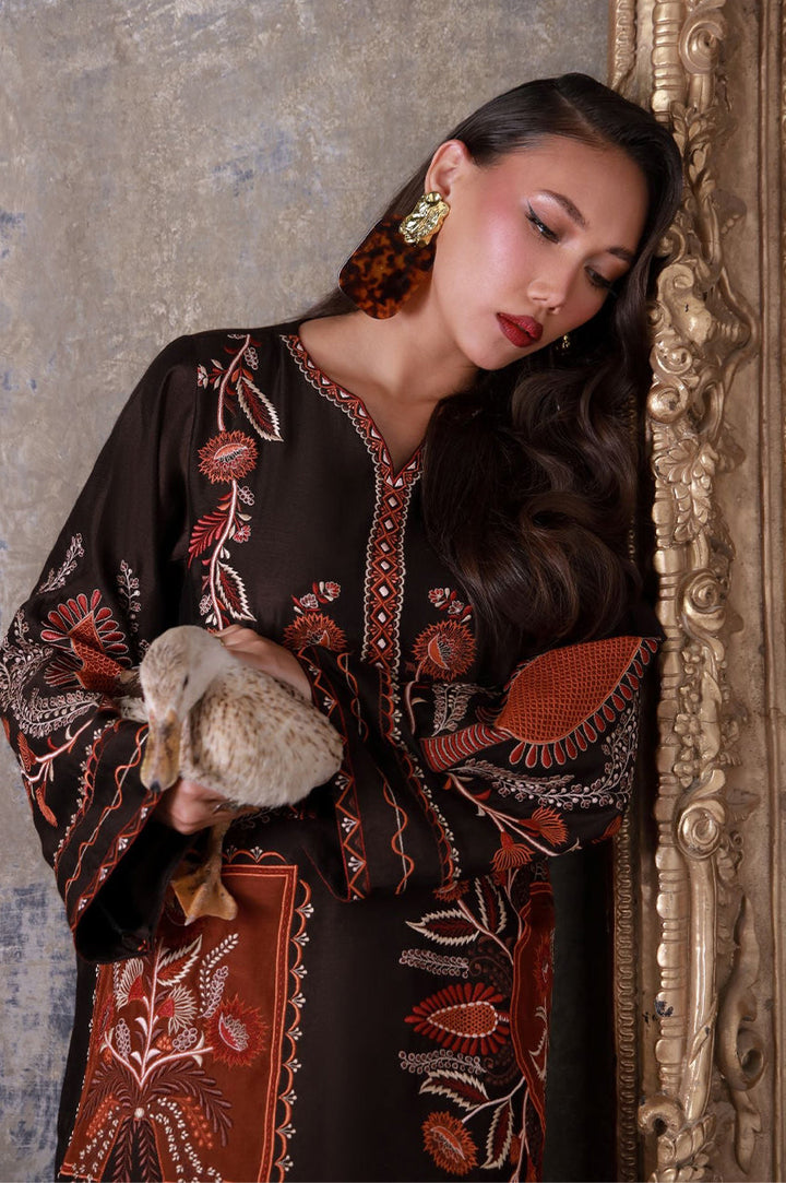 Liyaana From Nizka By Nida Rehan RTW Embroidered Butter Silk 2 Piece Suit Terra - Festive Collection
