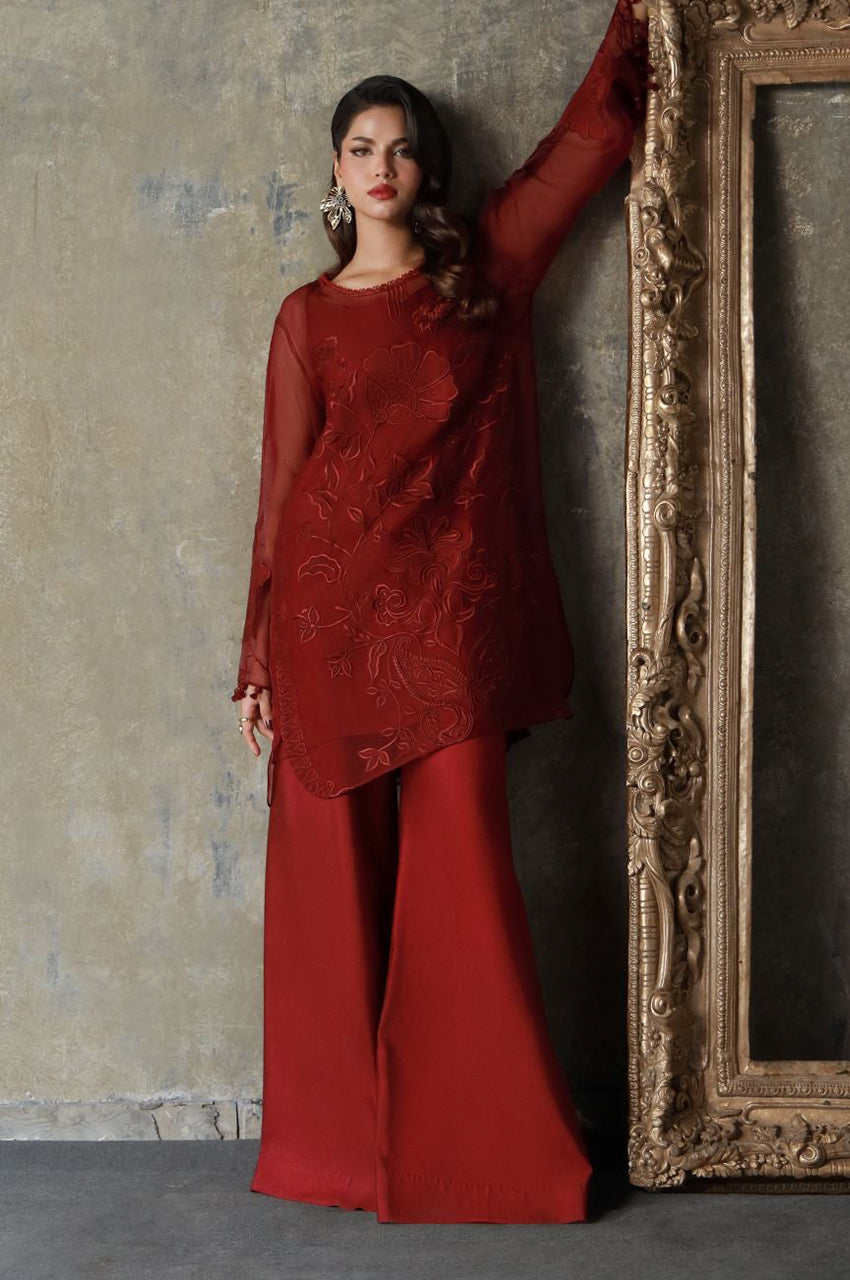 Liyaana From Nizka By Nida Rehan RTW Embroidered Organza 2 Piece Suit Sienna - Festive Collection