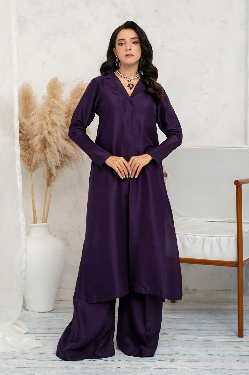 Liyaana From Nizka By Nida Rehan RTW Solids Raw Silk 2 Piece Suit Elaria - Festive Collection