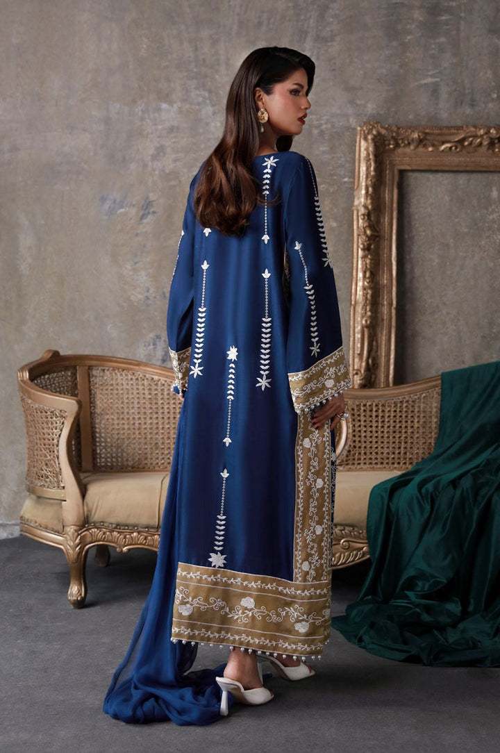 Liyaana From Nizka By Nida Rehan RTW Embroidered Butter Silk 2 Piece Suit Azurette - Festive Collection