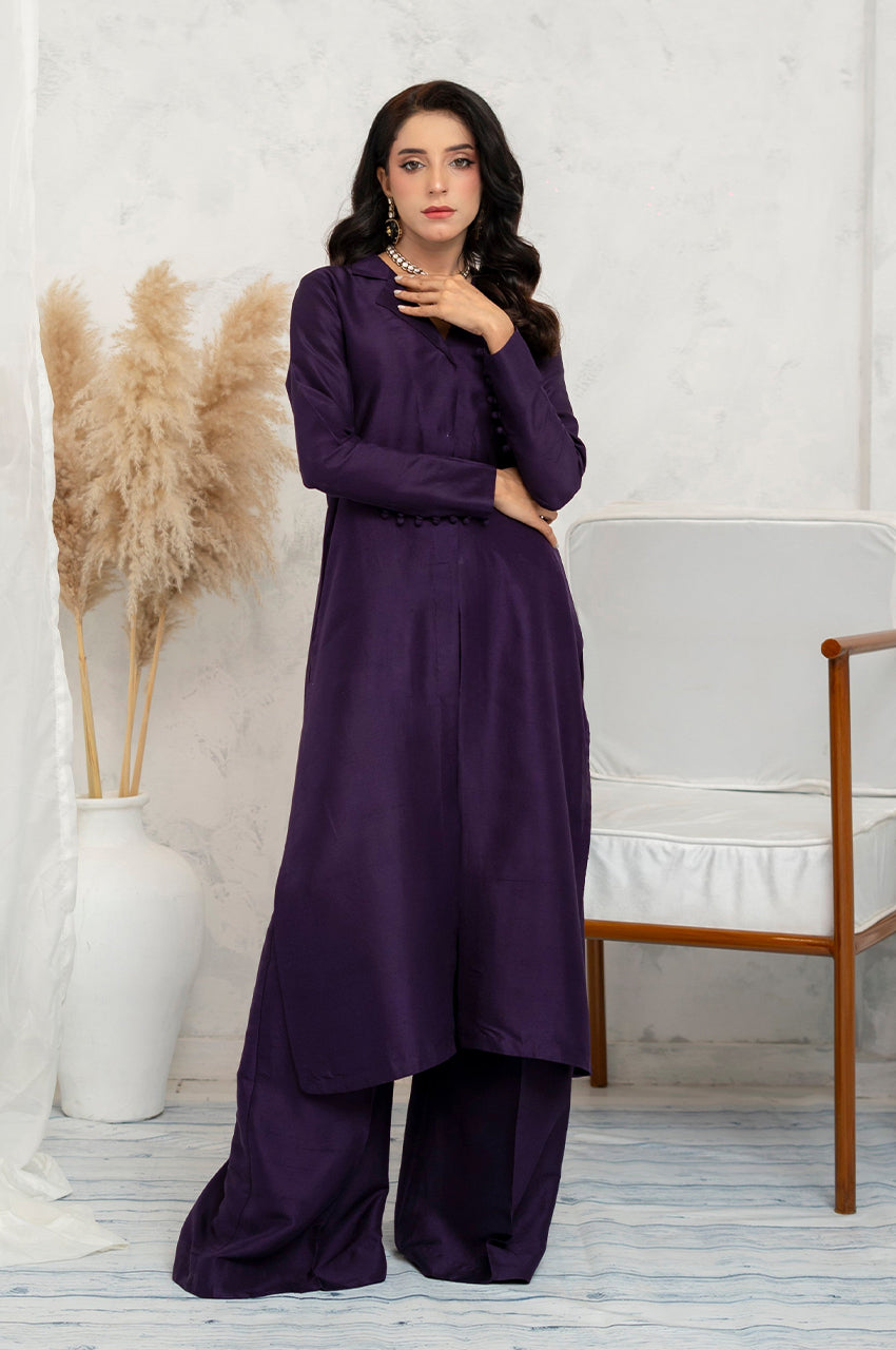 Liyaana From Nizka By Nida Rehan RTW Solids Raw Silk 2 Piece Suit Elaria - Festive Collection